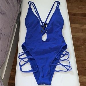 Blue Strappy One Piece Bathing Suit